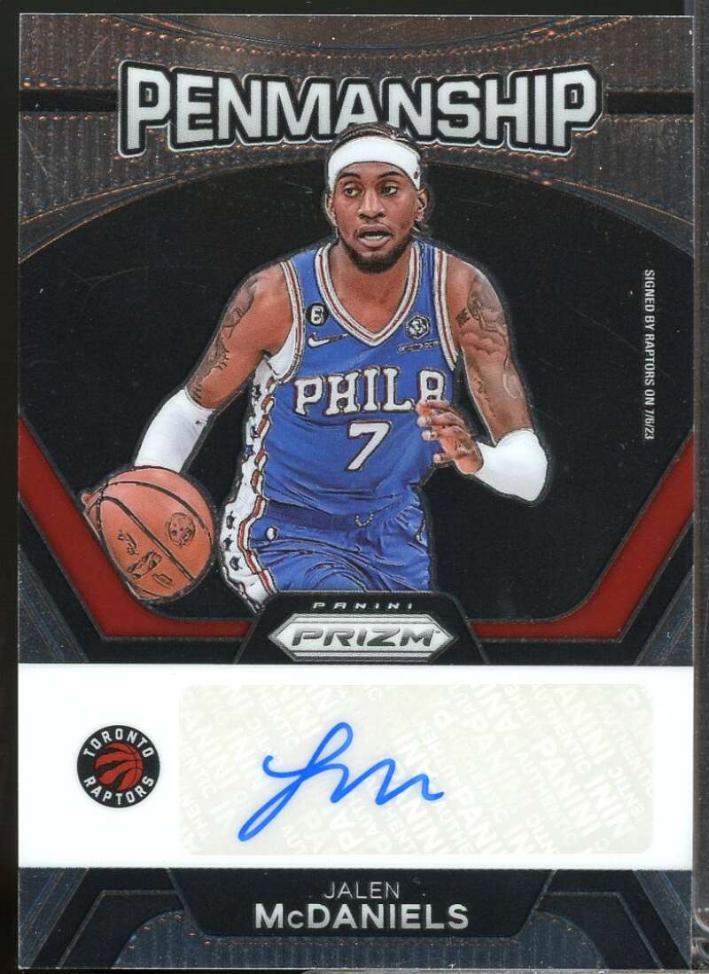 Jalen McDaniels Card 2023-24 Panini Prizm Penmanship Autograph #24  Image 1