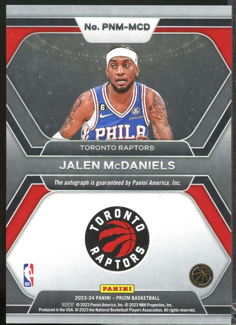 Jalen McDaniels Card 2023-24 Panini Prizm Penmanship Autograph #24  Image 2