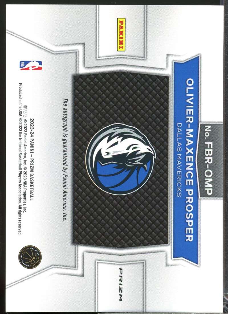 Olivier-Maxence Prosper 2023-24 Panini Prizm Fast Break Rookie Autographs #31  Image 2