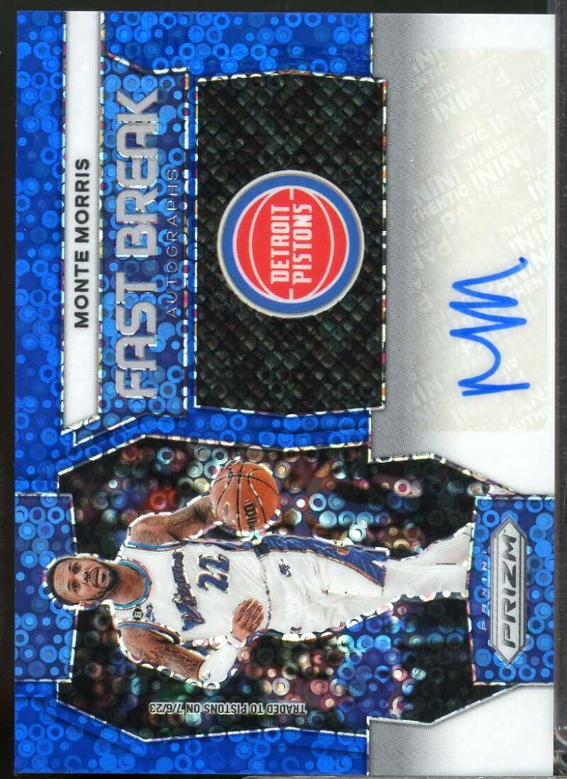 Monte Morris /49 Card 2023-24 Panini Prizm Fast Break Autographs Blue #18  Image 1
