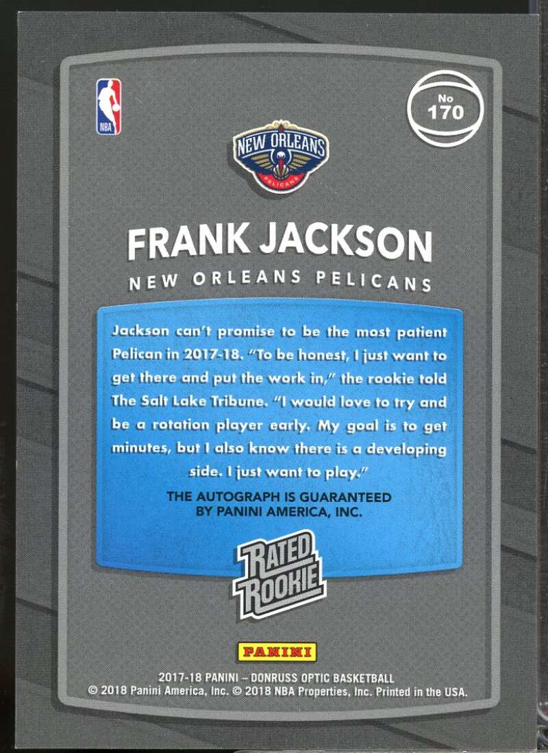Frank Jackson 2017-18 Donruss Optic Rated Rookies Signatures Autograph #170  Image 2