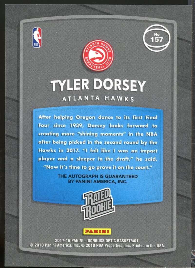 Tyler Dorsey Card 2017-18 Donruss Optic Rated Rookies Signatures Autograph #157  Image 2