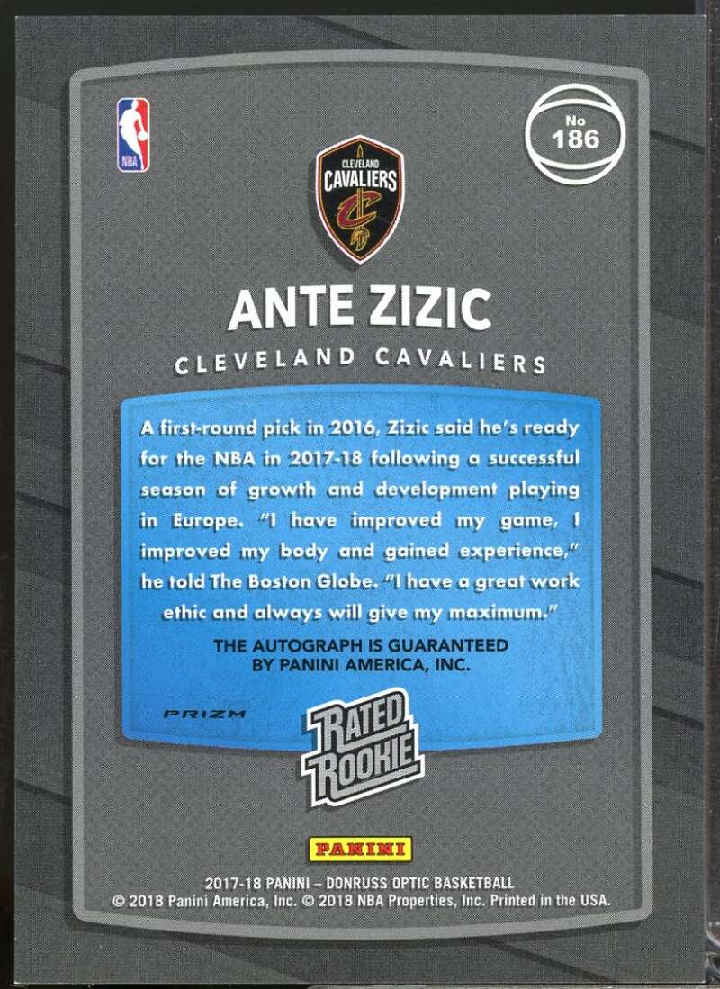 Ante Zizic Card 2017-18 Donruss Optic Rated Rookies Autograph Fast Break #186  Image 2