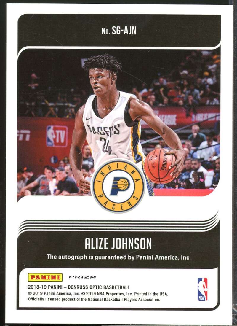 Alize Johnson Card 2018-19 Donruss Optic Signature Series Autograph Purple #19  Image 2