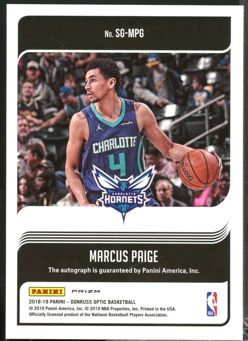 Marcus Paige Card 2018-19 Donruss Optic Signature Series Autograph Purple #47  Image 2