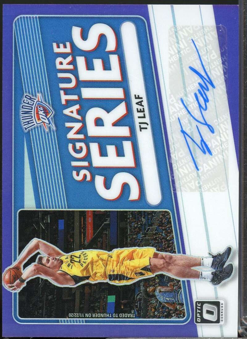 TJ Leaf Card 2020-21 Donruss Optic Signature Series Autograph Purple #26  Image 1