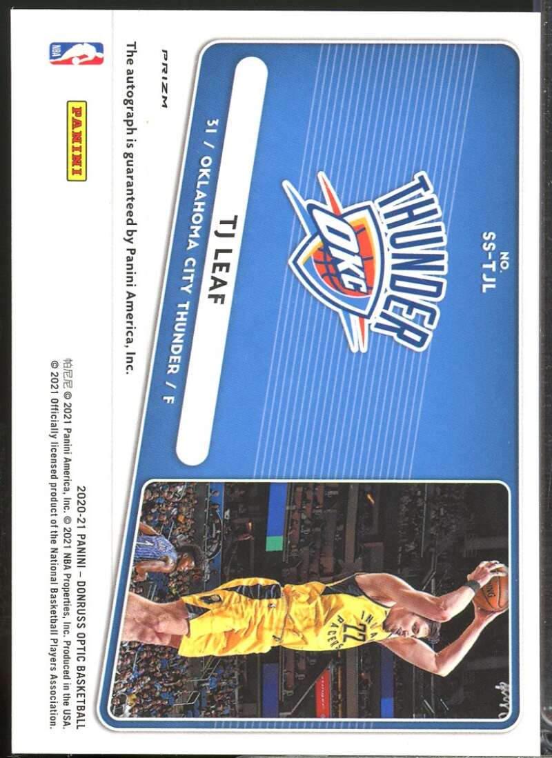 TJ Leaf Card 2020-21 Donruss Optic Signature Series Autograph Purple #26  Image 2