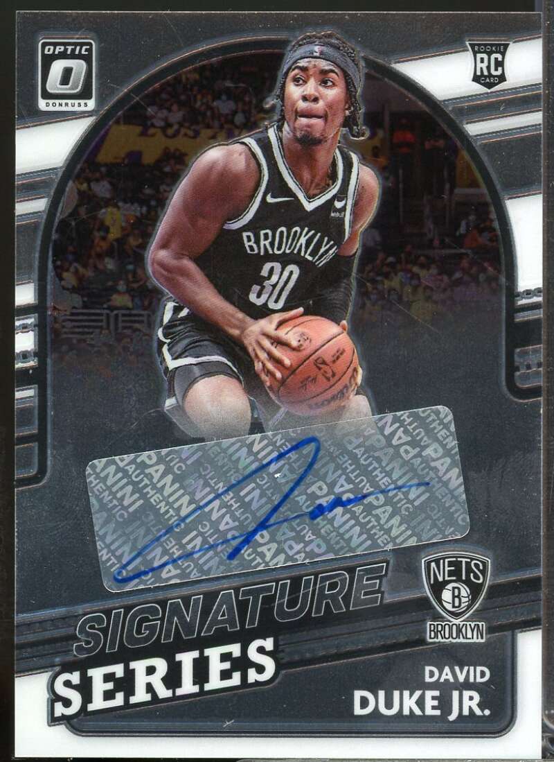 David Duke Jr. Rookie Card 2021-22 Donruss Optic Signature Series Autograph #19  Image 1
