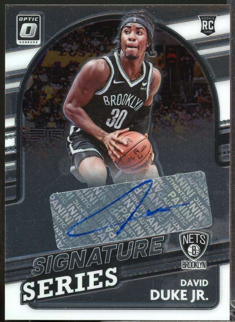 David Duke Jr. Rookie Card 2021-22 Donruss Optic Signature Series Autograph #19  Image 1