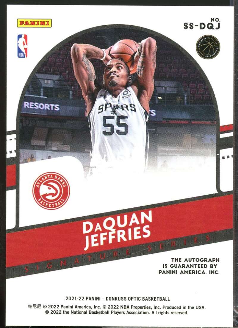 DaQuan Jeffries Card 2021-22 Donruss Optic Signature Series Autograph #39  Image 2