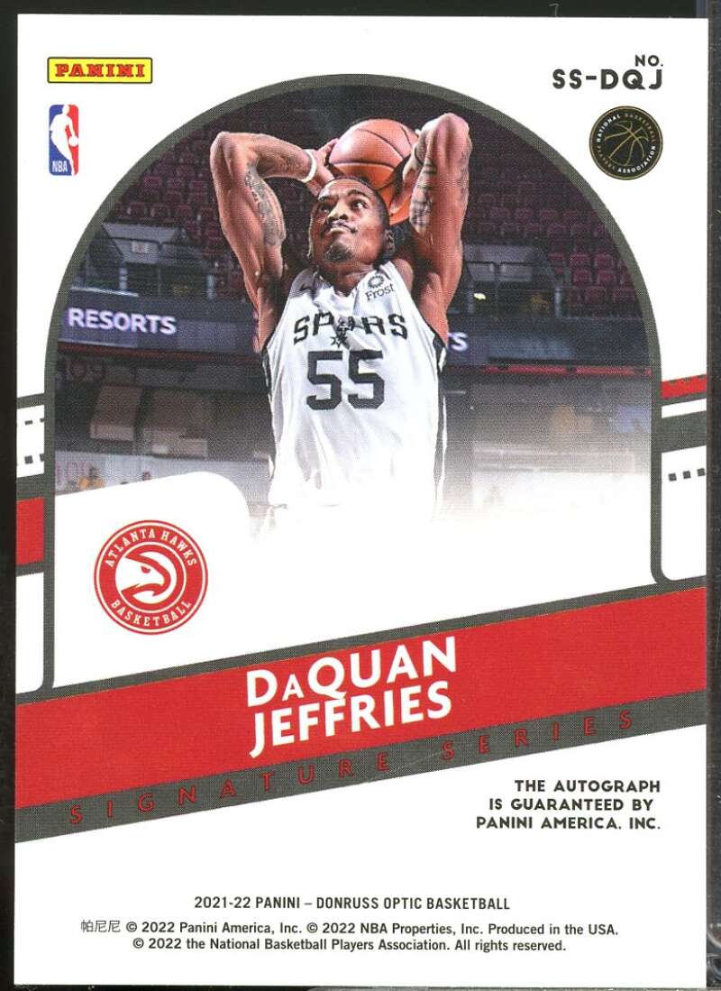 DaQuan Jeffries Card 2021-22 Donruss Optic Signature Series Autograph #39  Image 2