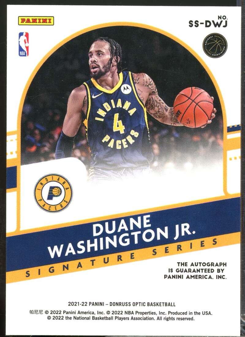 Duane Washington Jr. Rookie 2021-22 Donruss Optic Signature Series Auto #11  Image 2