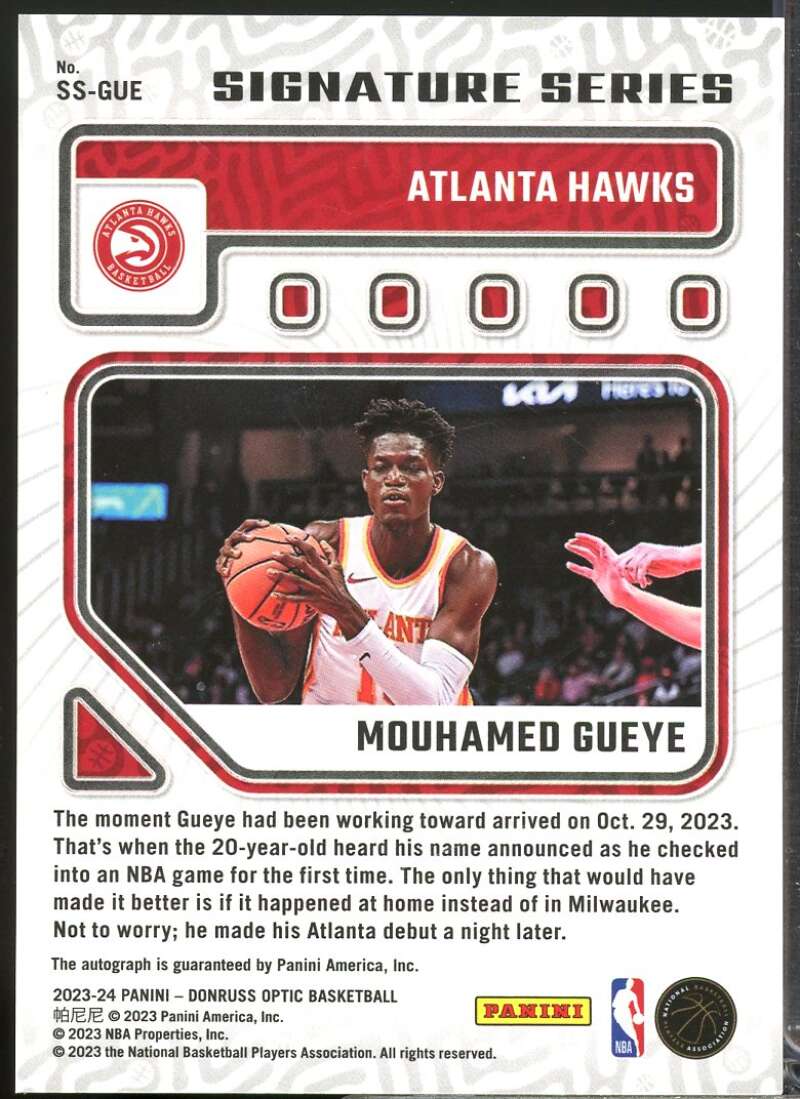 Mouhamed Gueye Rookie Card 2023-24 Donruss Optic Signature Series Autograph #25  Image 2