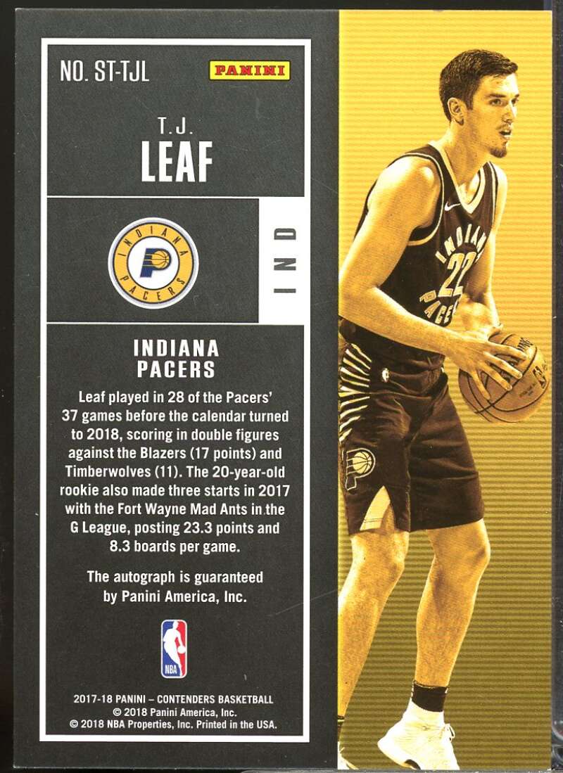 TJ Leaf 2017-18 Panini Contenders Rookie Season Ticket Retail Autographs #31  Image 2