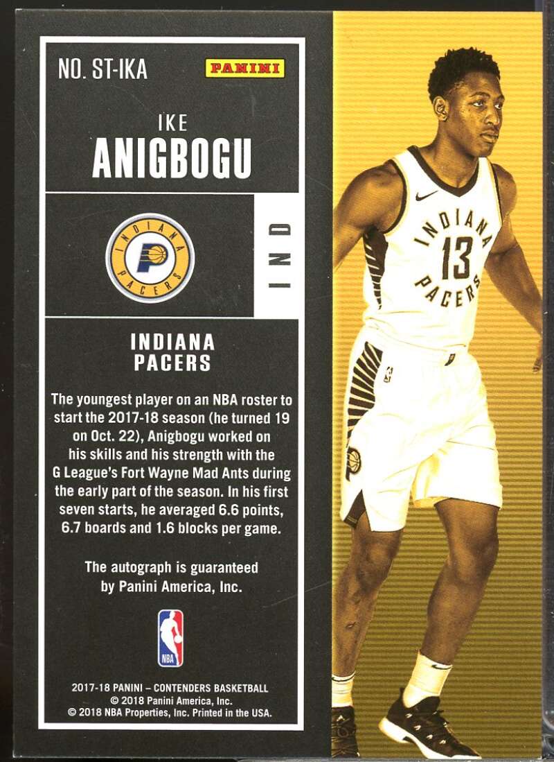 Ike Anigbogu 2017-18 Panini Contenders Rookie Season Ticket Retail Autograph #4  Image 2