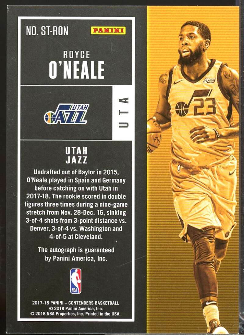 Royce O'Neale 2017-18 Panini Contenders Rookie Ticket Retail Autographs #49  Image 2