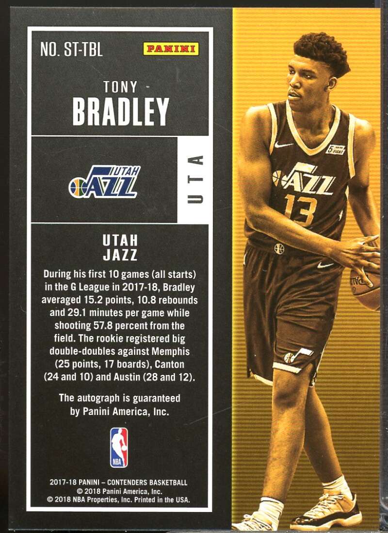 Tony Bradley 2017-18 Panini Contenders Rookie Season Ticket Retail Auto #51  Image 2