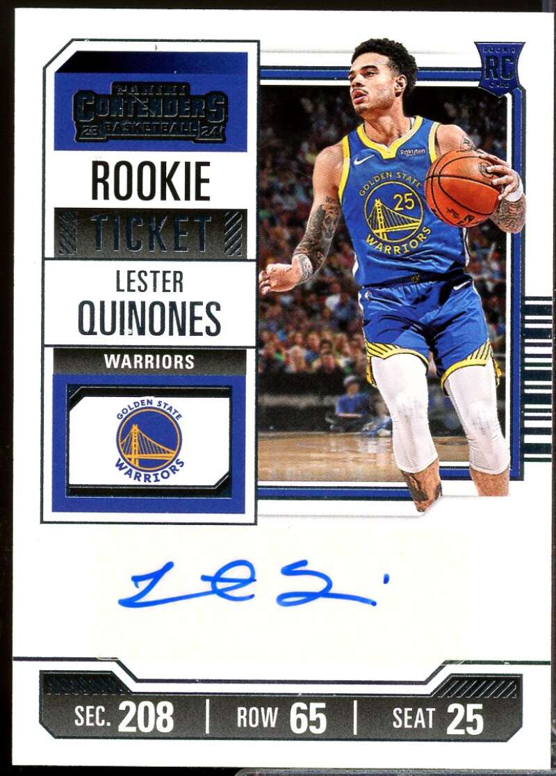 Lester Quinones Card 2023-24 Panini Contenders Rookie Ticket Autograph #163  Image 1