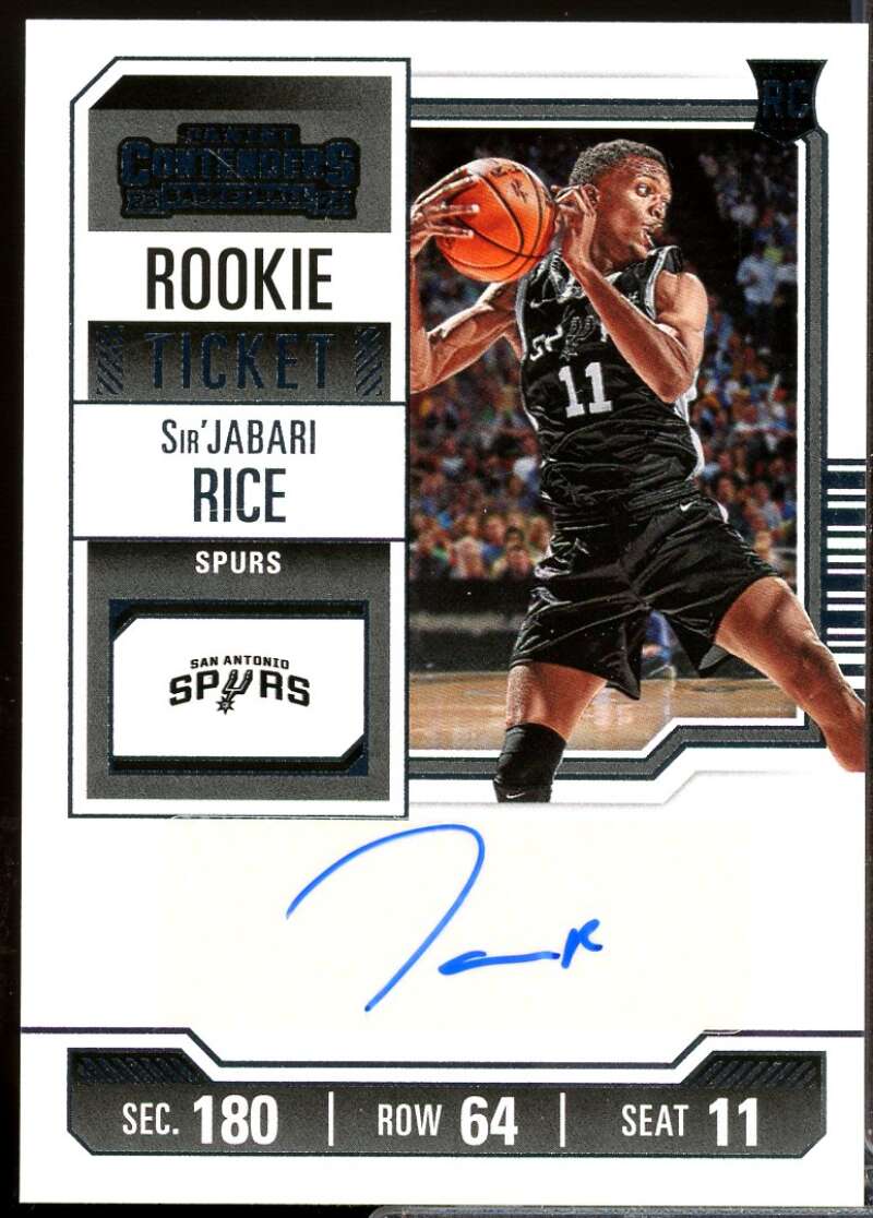 Sir'Jabari Rice Card 2023-24 Panini Contenders Rookie Ticket Autograph #164  Image 1