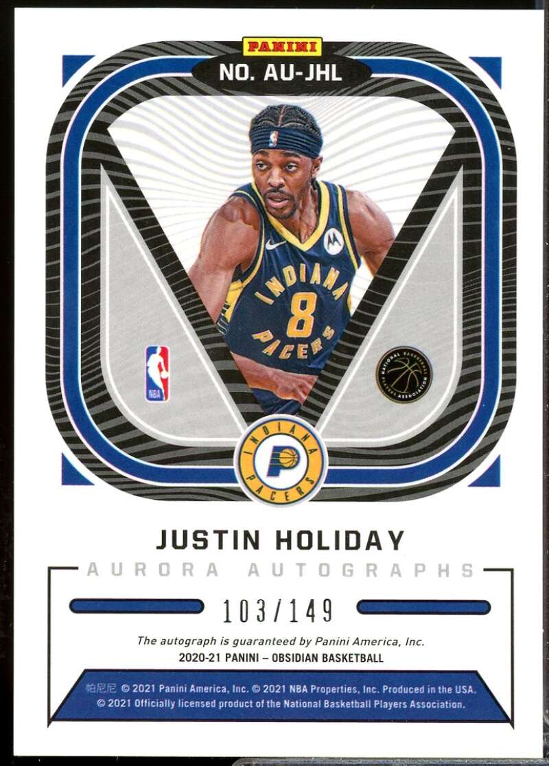 Justin Holiday /149 Card 2020-21 Panini Obsidian Aurora Autographs #20  Image 2
