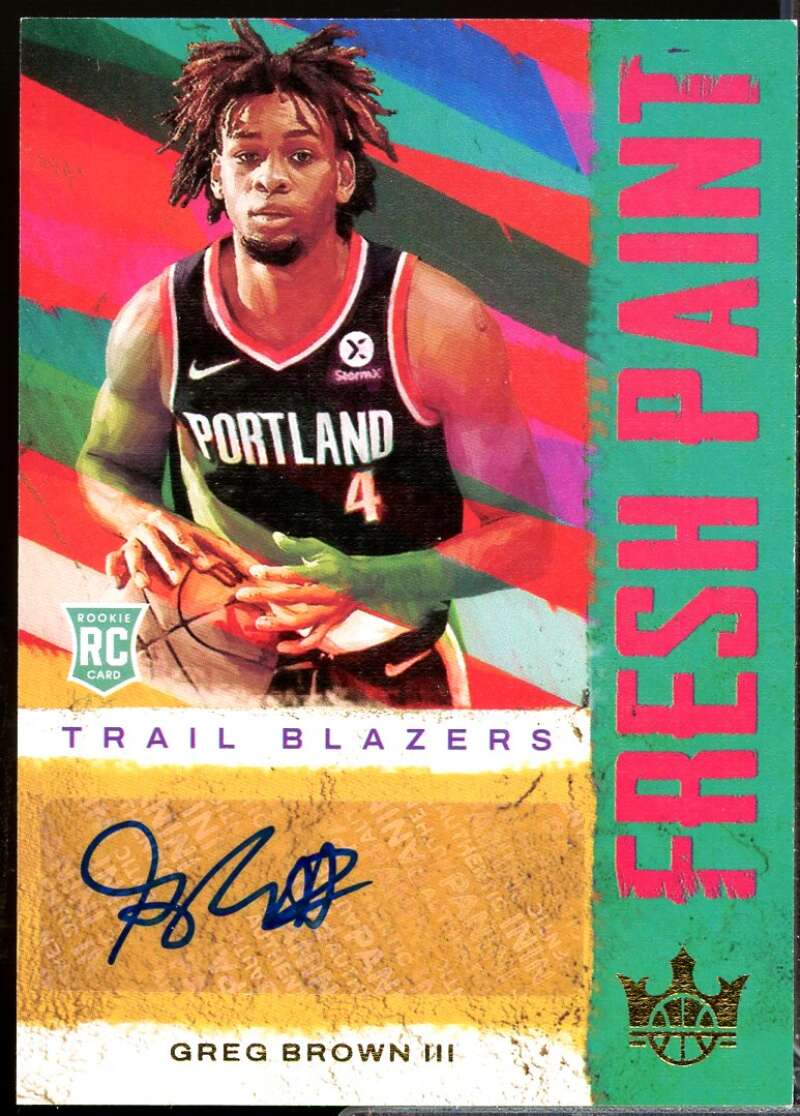 Greg Brown III Rookie /149 Card 2021-22 Court Kings Fresh Paint Autographs #10  Image 1