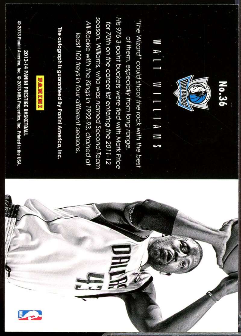 Walt Williams Card 2013-14 Prestige Bonus Shots Autographs #36  Image 2