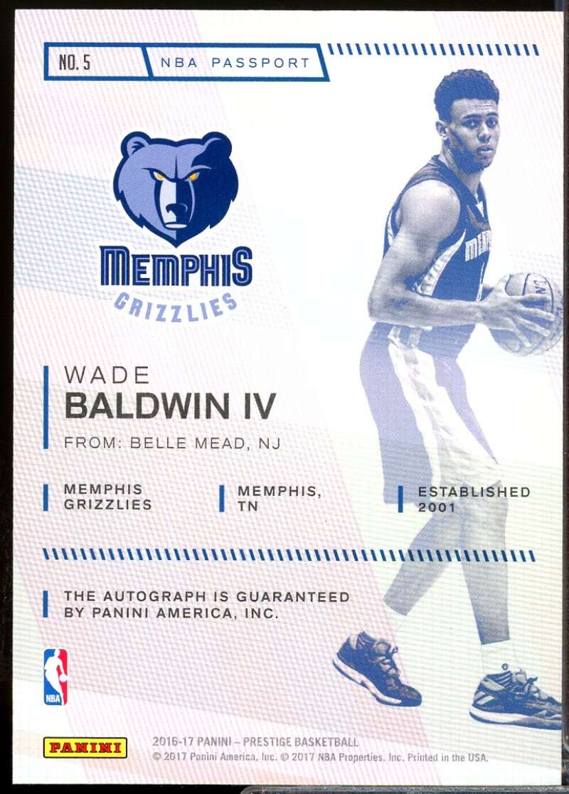 Wade Baldwin IV Rookie /99 Card 2016-17 Prestige NBA Passport Autograph #5  Image 2