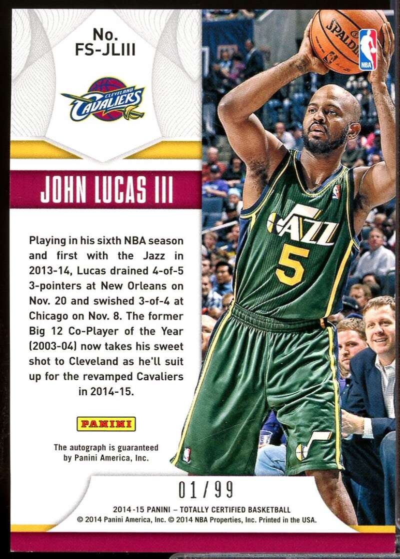 John Lucas III /99 2014-15 Totally Certified Future Stars Autograph #FSJLIII  Image 2