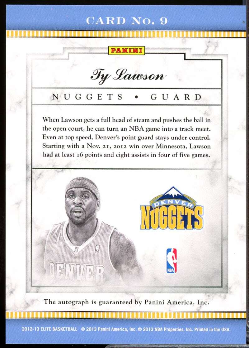 Ty Lawson /199 Card 2012-13 Elite Signatures Autograph #9  Image 2