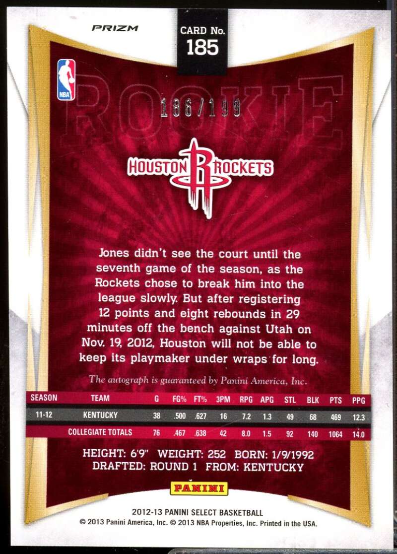 Terrence Jones Rookie /199 Card 2012-13 Select Autograph Prizm Silver #185  Image 2