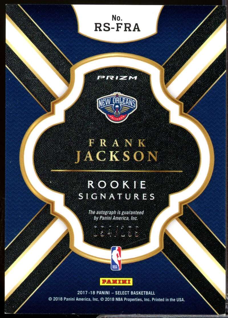 Frank Jackson /199 Card 2017-18 Select Rookie Signatures Autograph #13  Image 2