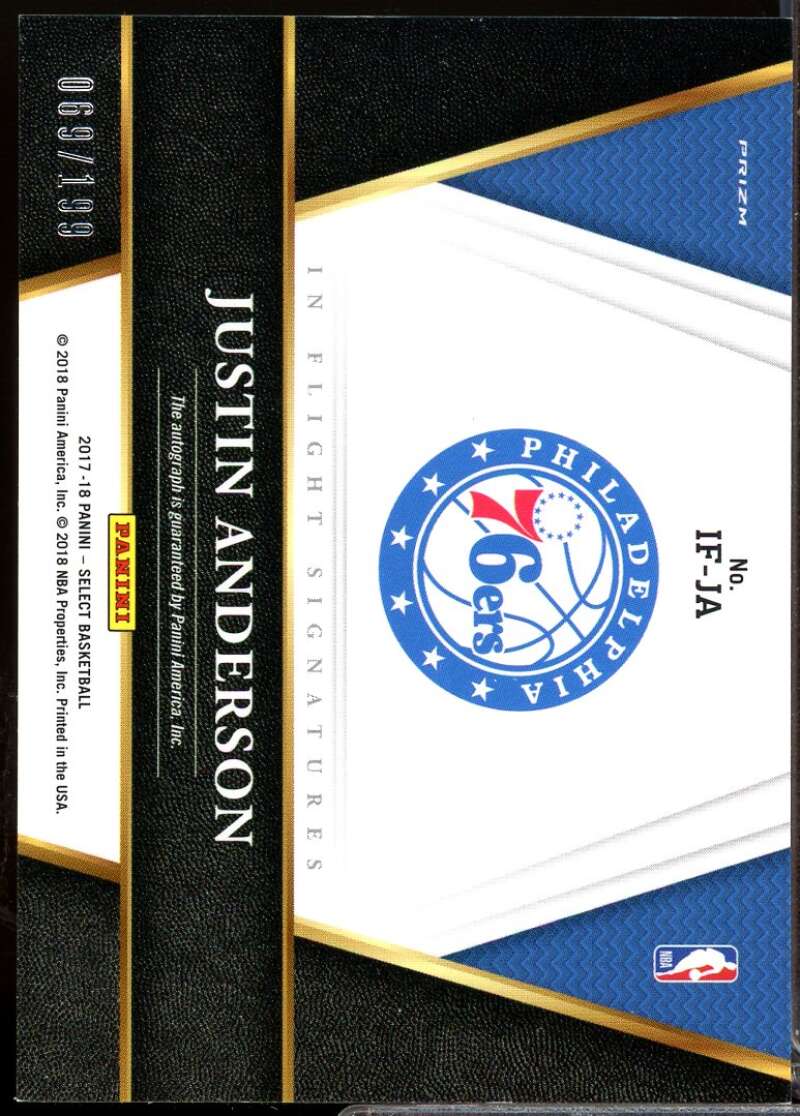 Justin Anderson /199 Card 2017-18 Select In Flight Signatures Autograph #IFJA  Image 2