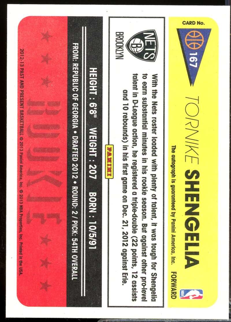 Tornike Shengelia Rookie Card 2012-13 Panini Past and Present Autograph #167  Image 2