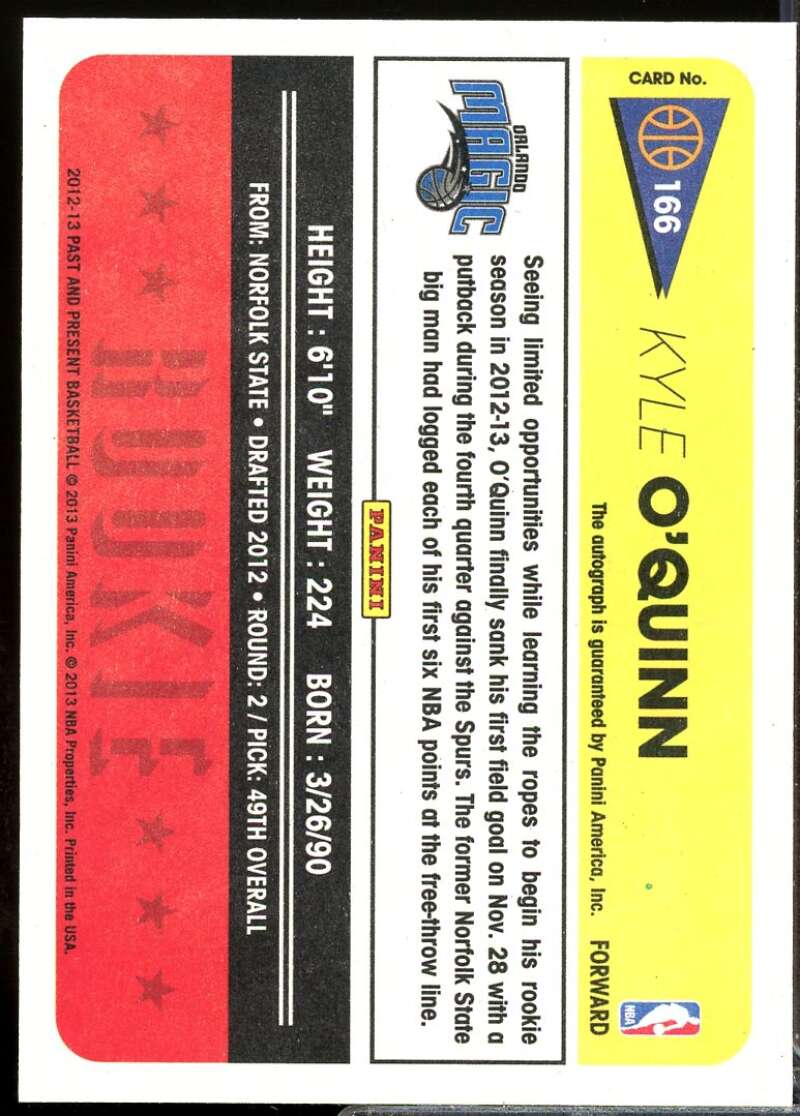 Kyle O'Quinn Rookie Card 2012-13 Panini Past and Present Autograph #166  Image 2