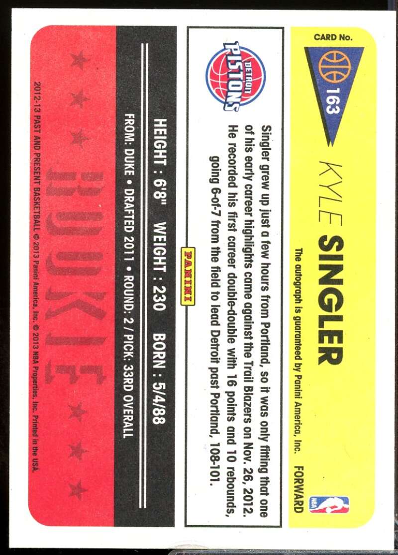 Kyle Singler Rookie Card 2012-13 Panini Past and Present Autograph #163  Image 2
