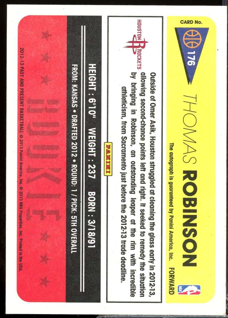 Thomas Robinson Rookie Card 2012-13 Panini Past and Present Autograph #176  Image 2
