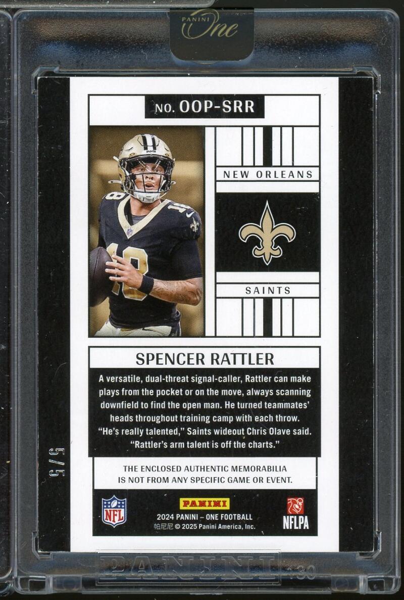 2024 Panini ONE Originals Spencer Rattler NFL Shield 5/5 Image 2