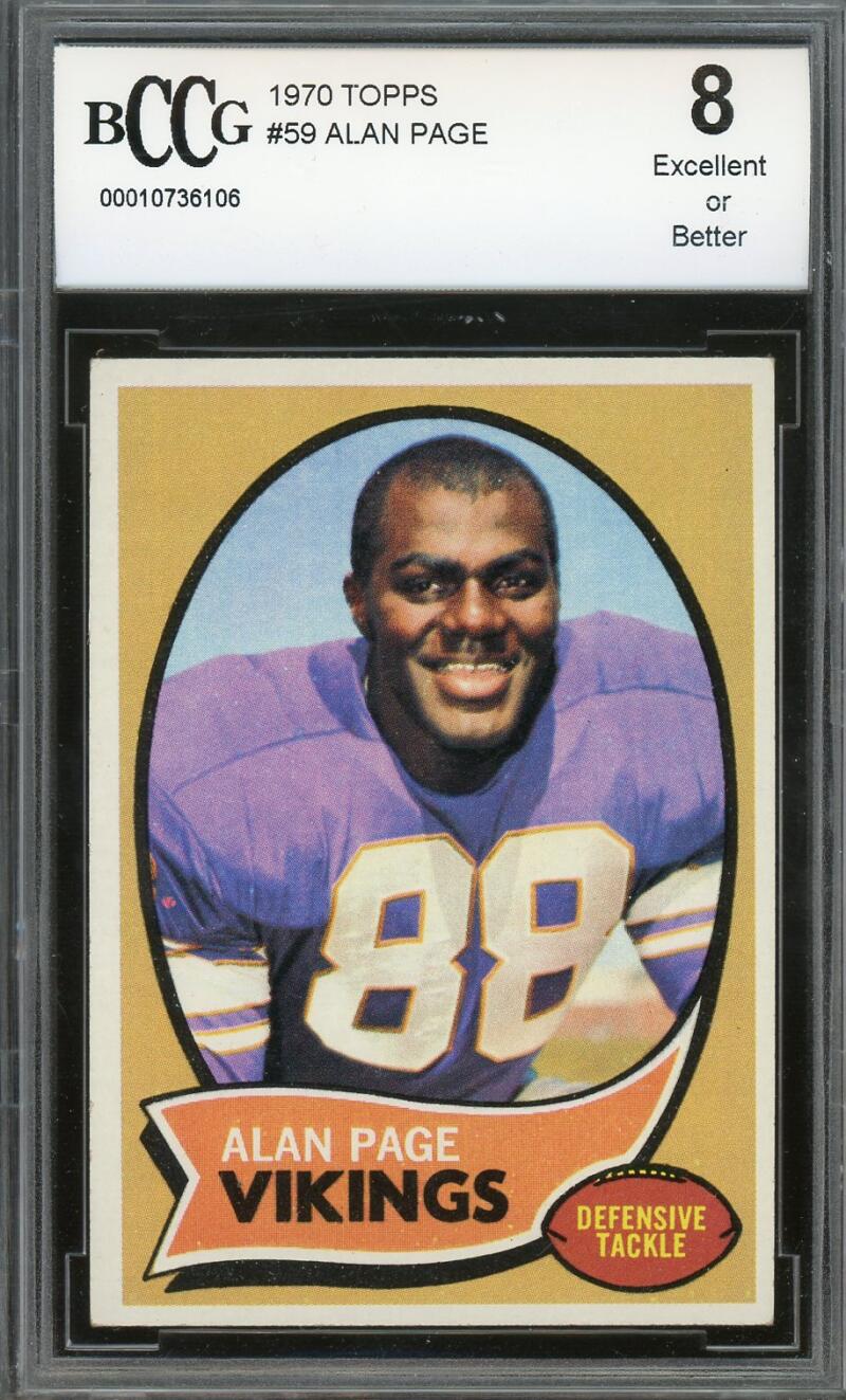 1970 Topps #59 Alan Page Rookie Card BGS BCCG 8 Excellent+ Image 1