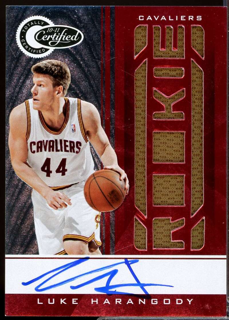 Luke Harangody Rookie /99 2010-11 Totally Certified Red Jersey Autographs #180  Image 1