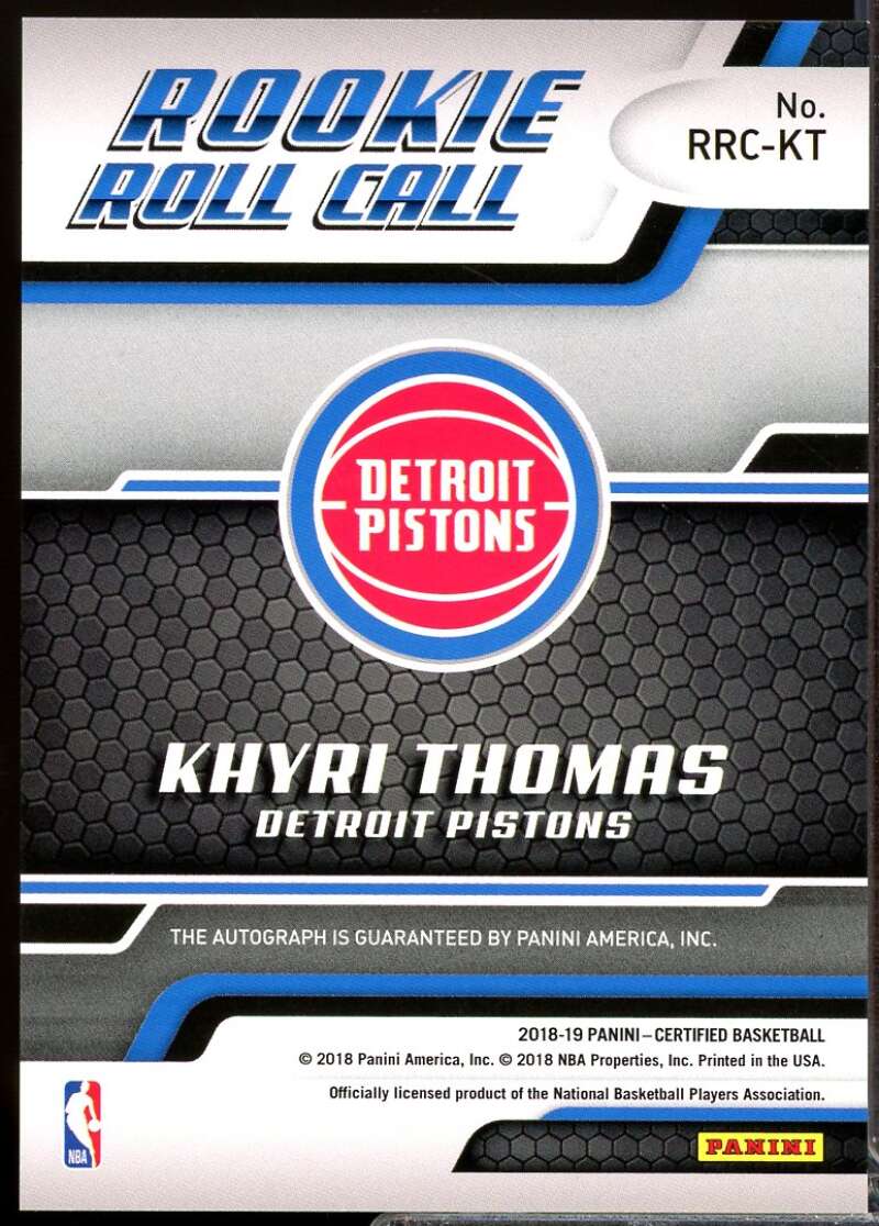 Khyri Thomas Card 2018-19 Certified Rookie Roll Call Autographs #48  Image 2