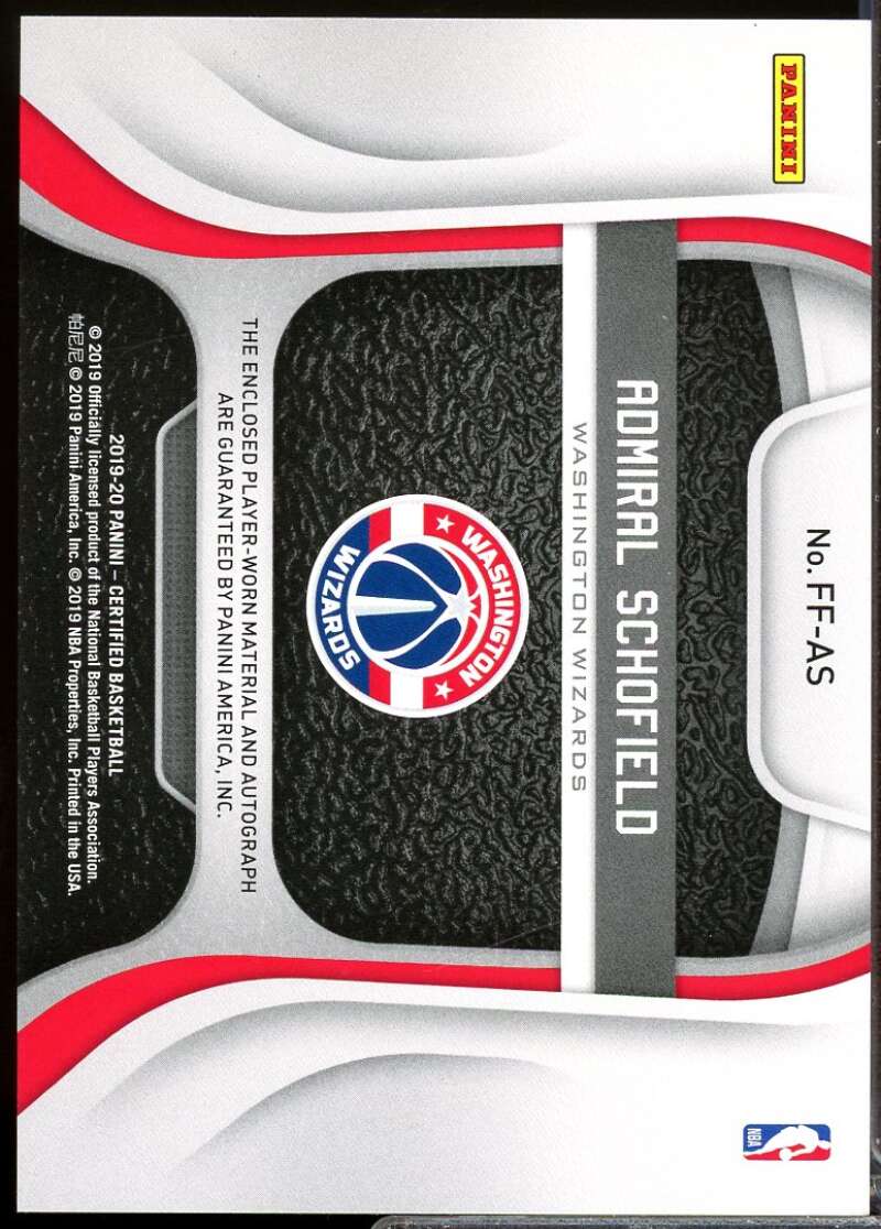 Admiral Schofield Rookie 2019-20 Certified Freshman Fabric Jersey Autograph #17  Image 2