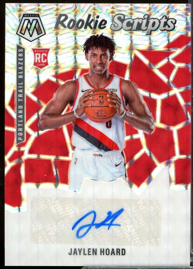 Jaylen Hoard Card 2019-20 Panini Mosaic Rookie Scripts Autograph #7  Image 1