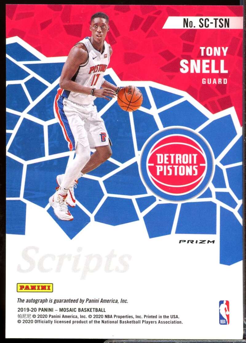 Tony Snell Card 2019-20 Panini Mosaic Scripts Autograph #27  Image 2