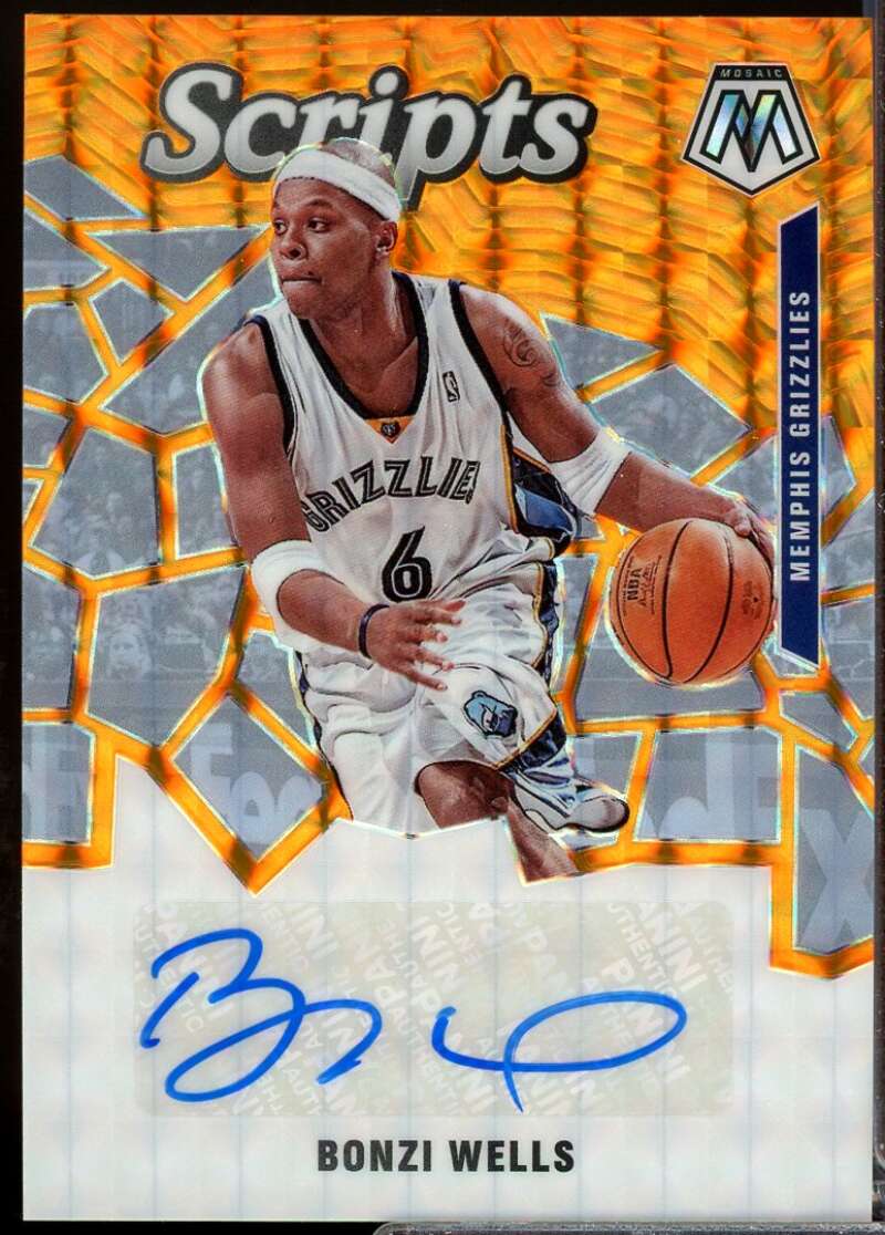 Bonzi Wells Card 2019-20 Panini Mosaic Scripts Autograph Orange #33  Image 1