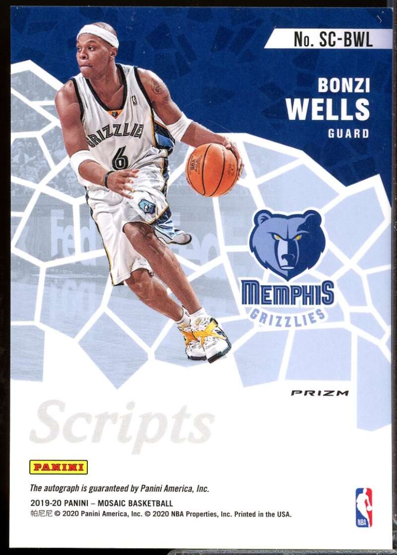 Bonzi Wells Card 2019-20 Panini Mosaic Scripts Autograph Orange #33  Image 2