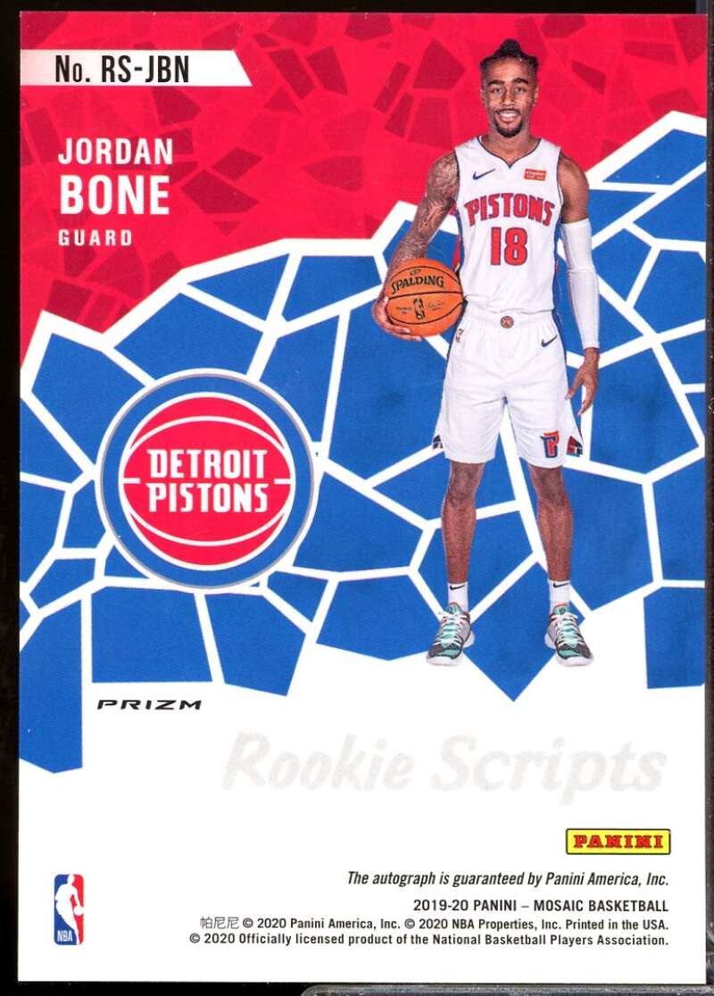 Jordan Bone Card 2019-20 Panini Mosaic Rookie Scripts Autograph #27  Image 2
