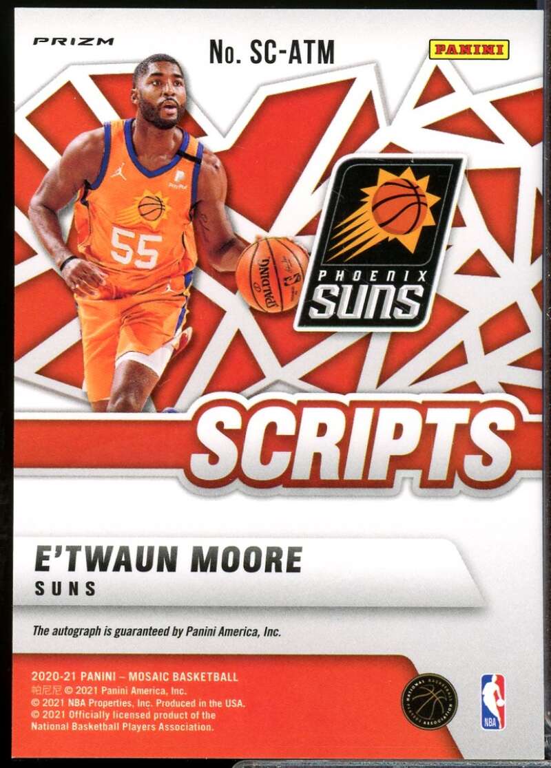 E'Twaun Moore Card 2020-21 Panini Mosaic Scripts Autograph #1  Image 2
