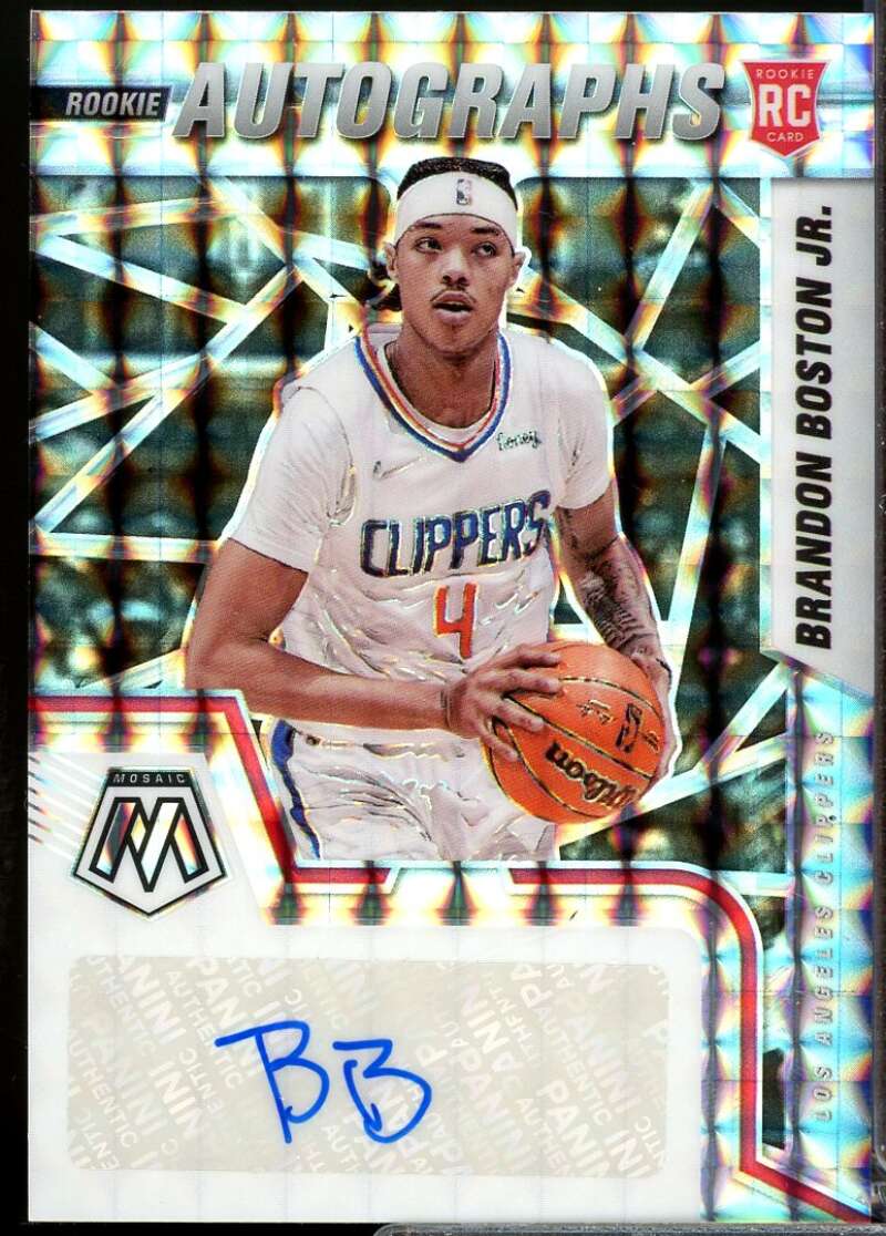 Brandon Boston Jr. Card 2021-22 Panini Mosaic Rookie Autographs Mosaic #12  Image 1