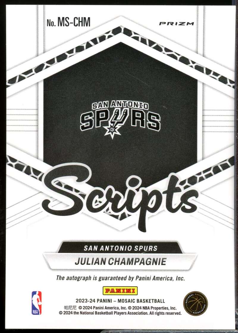 Julian Champagnie Card 2023-24 Panini Mosaic Scripts Autograph #5  Image 2