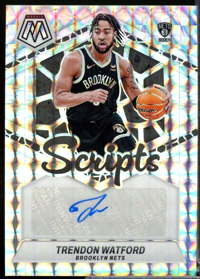 Trendon Watford Card 2023-24 Panini Mosaic Scripts Autograph #3  Image 1